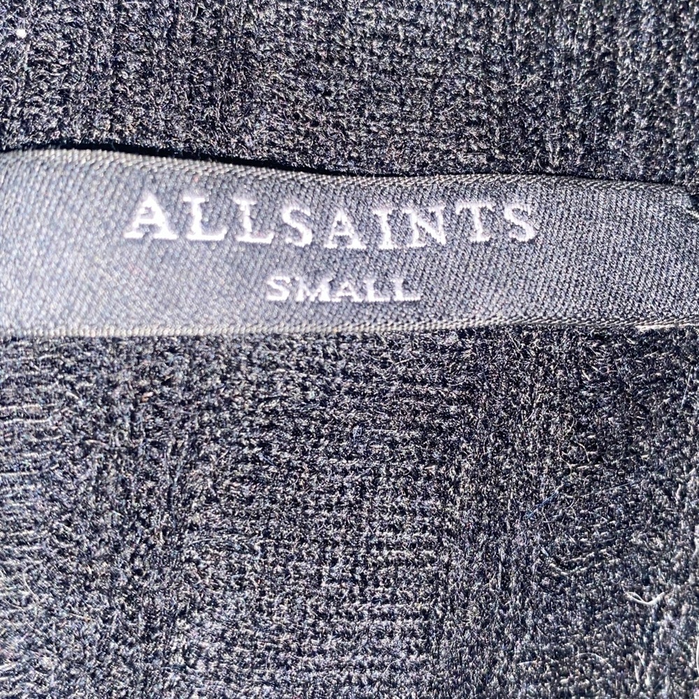 All Saints Wool Blend Harley Ladder Stitch Open Handkerchief Hem Cardigan - Picture 6 of 8
